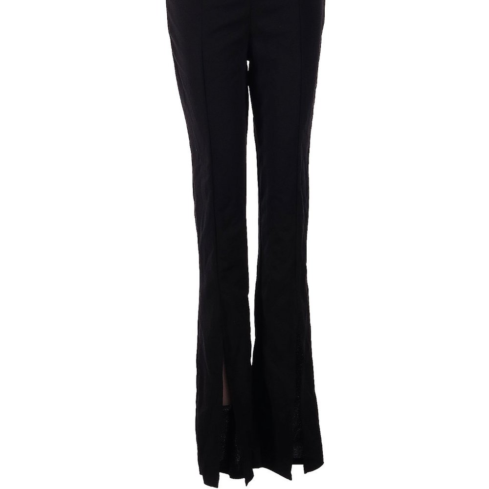 Boohoo stretchy split front flare bottom black pants- size 8